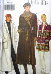 9732 VOGUE EASY UNLINED 3 LENGTHS POCKET COAT (REVERSE), BELT  PATTERN XS-M, LARGE-XL UNCUT